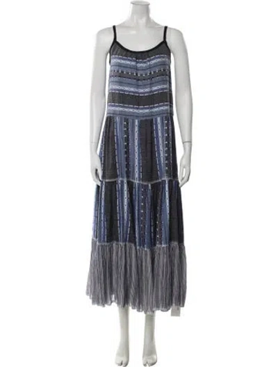 Pre-owned Lemlem Striped Long Dress In Blue