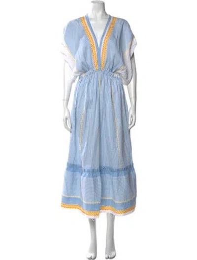 Pre-owned Lemlem Striped Long Dress In Blue