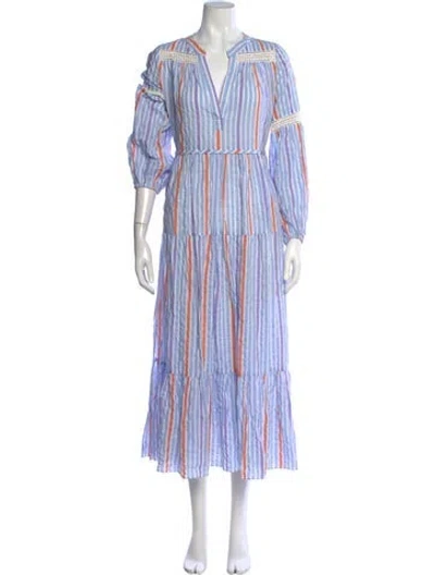 Pre-owned Lemlem Striped Long Dress In Blue