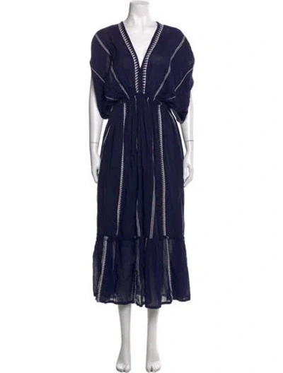 Pre-owned Lemlem Striped Long Dress In Blue