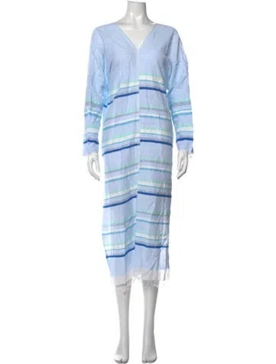 Pre-owned Lemlem Striped Long Dress In Blue