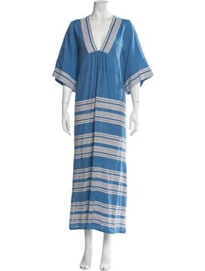 Pre-owned Lemlem Striped Long Dress In Blue