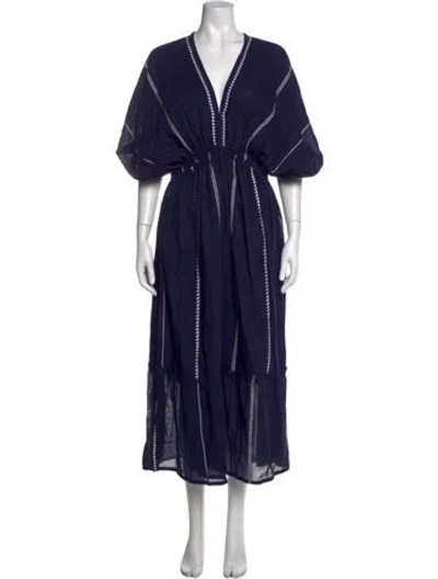 Pre-owned Lemlem Striped Long Dress In Blue