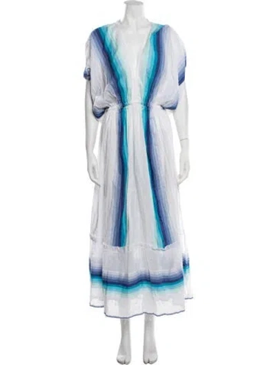 Pre-owned Lemlem Striped Long Dress In Blue