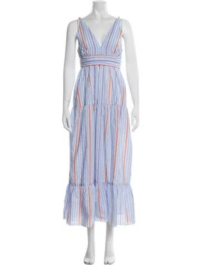 Pre-owned Lemlem Striped Long Dress In Blue
