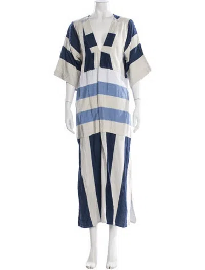 Pre-owned Lemlem Striped Long Dress In Blue