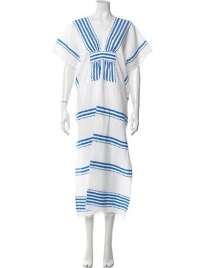 Pre-owned Lemlem Striped Long Dress In Blue/white
