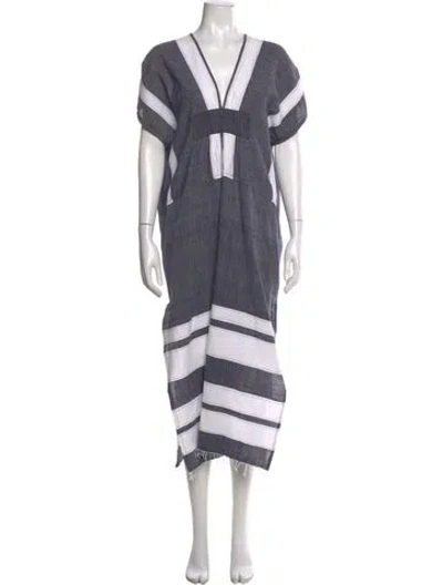 Pre-owned Lemlem Striped Long Dress In Grey