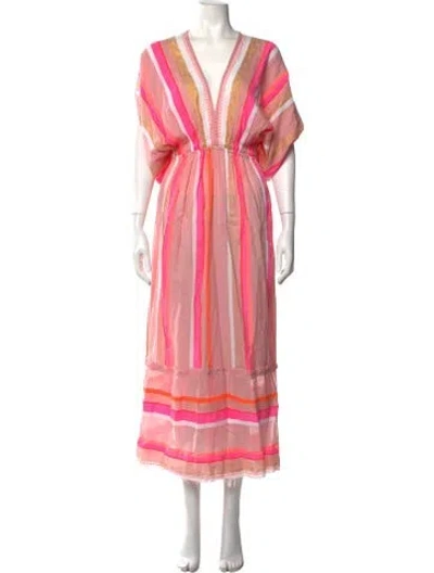 Pre-owned Lemlem Striped Long Dress In Metallic/pink
