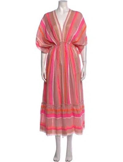Pre-owned Lemlem Striped Long Dress In Metallic/pink
