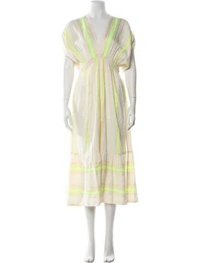 Pre-owned Lemlem Striped Long Dress In Neutral
