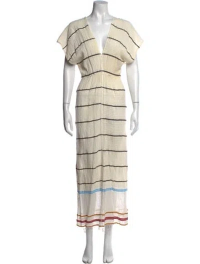 Pre-owned Lemlem Striped Long Dress In Neutral