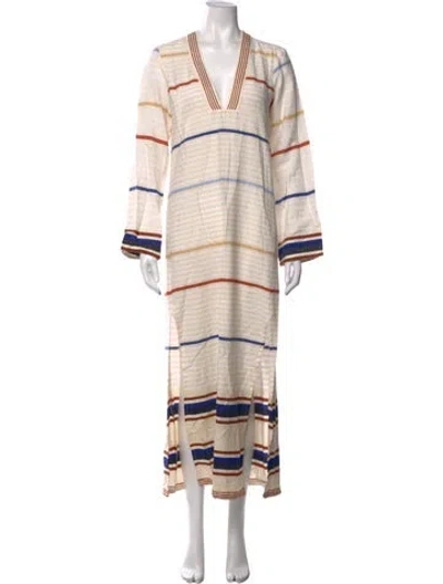 Pre-owned Lemlem Striped Long Dress In Neutrals
