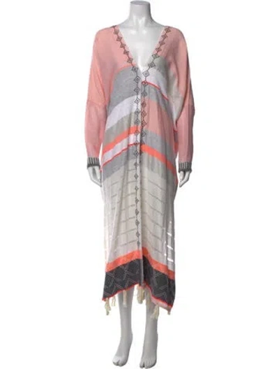 Pre-owned Lemlem Striped Long Dress In Neutrals/pink