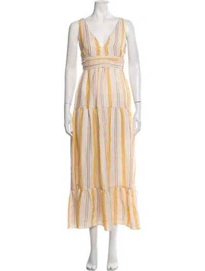 Pre-owned Lemlem Striped Long Dress In Neutrals/yellow