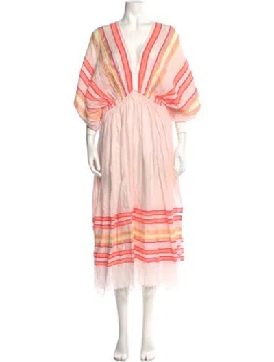 Pre-owned Lemlem Striped Long Dress In Orange