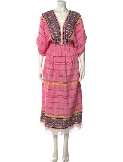 Pre-owned Lemlem Striped Long Dress In Pink