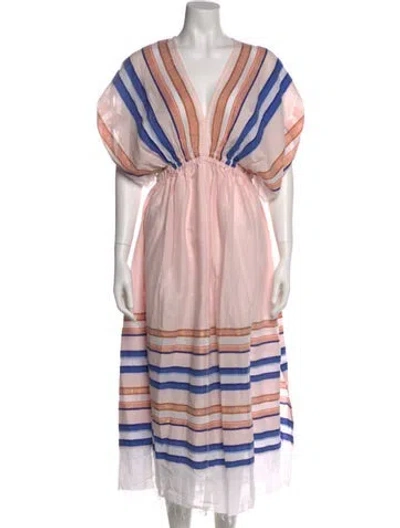 Pre-owned Lemlem Striped Long Dress In Pink