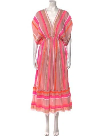 Pre-owned Lemlem Striped Long Dress In Pink