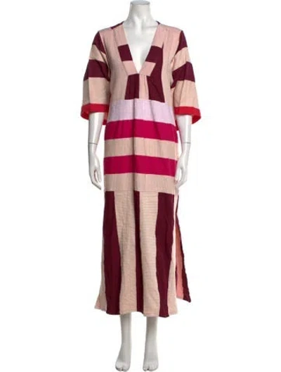 Pre-owned Lemlem Striped Long Dress In Pink
