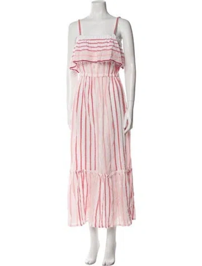 Pre-owned Lemlem Striped Long Dress In Red