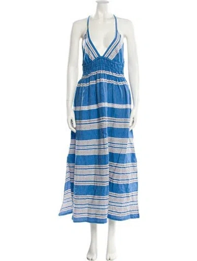 Pre-owned Lemlem Striped Long Dress W/ Tags In Blue