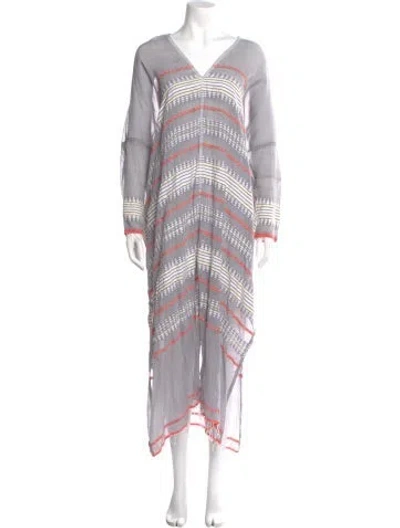 Pre-owned Lemlem Striped Long Dress W/ Tags In Gray