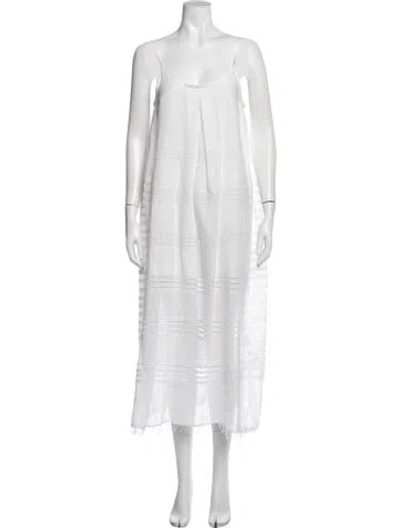Pre-owned Lemlem Striped Long Dress W/ Tags In Metallic/white