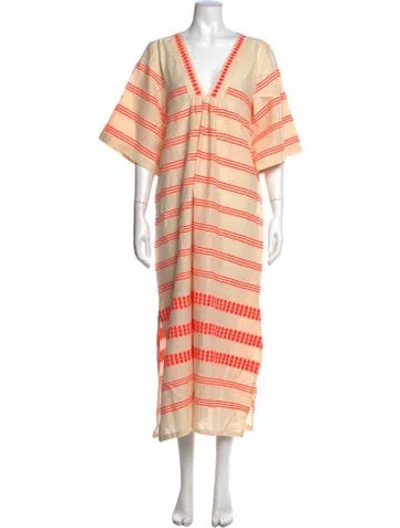 Pre-owned Lemlem Striped Long Dress W/ Tags In Orange
