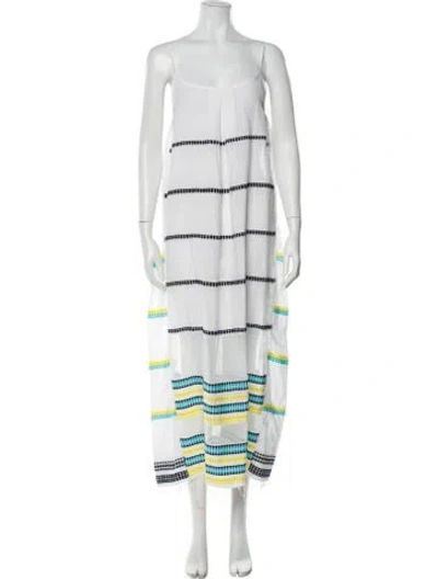 Pre-owned Lemlem Striped Long Dress W/ Tags In White