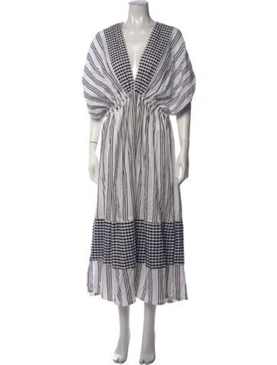 Pre-owned Lemlem Striped Long Dress W/ Tags In White