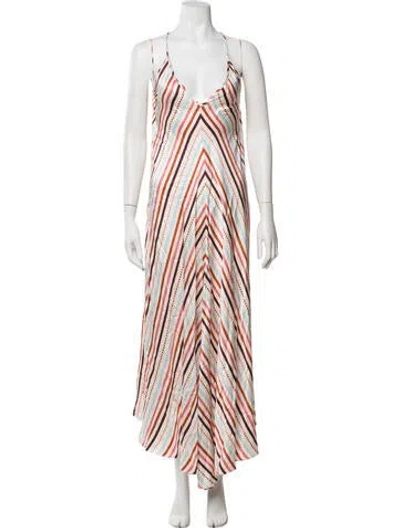 Pre-owned Lemlem Striped Long Dress W/ Tags In White