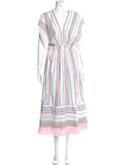 Pre-owned Lemlem Striped Long Dress In White