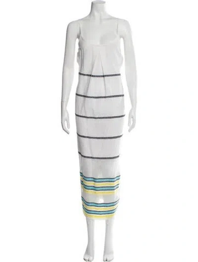 Pre-owned Lemlem Striped Long Dress In White