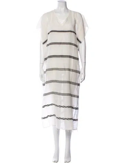 Pre-owned Lemlem Striped Long Dress In White