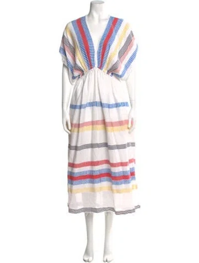 Pre-owned Lemlem Striped Long Dress In White