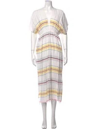 Pre-owned Lemlem Striped Long Dress In White