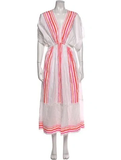 Pre-owned Lemlem Striped Long Dress In White