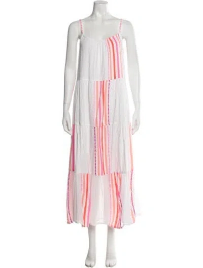 Pre-owned Lemlem Striped Long Dress In White