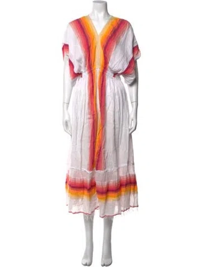 Pre-owned Lemlem Striped Long Dress In White
