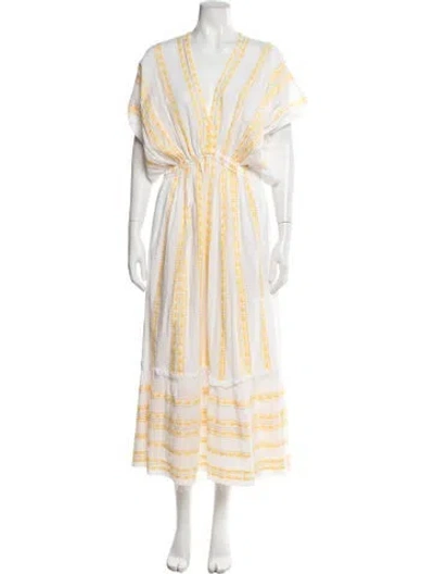 Pre-owned Lemlem Striped Long Dress In White