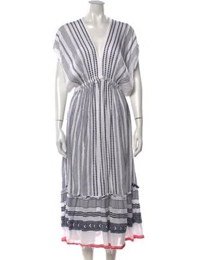 Pre-owned Lemlem Striped Long Dress In White