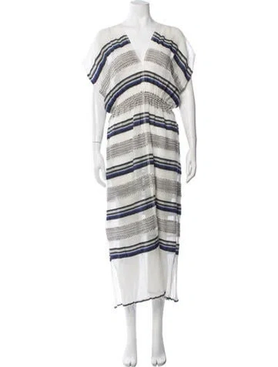 Pre-owned Lemlem Striped Long Dress In White