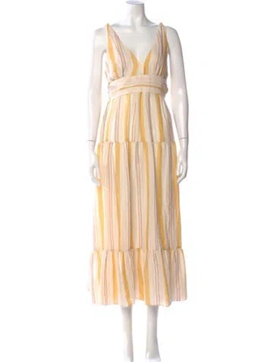 Pre-owned Lemlem Striped Long Dress In Yellow