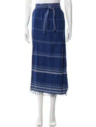 Pre-owned Lemlem Striped Long Skirt In Blue