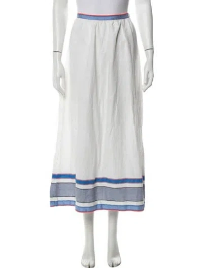 Pre-owned Lemlem Striped Long Skirt In White
