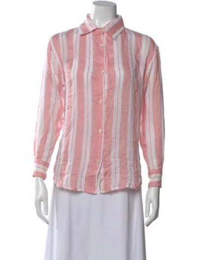 Pre-owned Lemlem Striped Long Sleeve Button-up Top In Pink