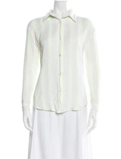 Pre-owned Lemlem Striped Long Sleeve Button-up Top In Yellow