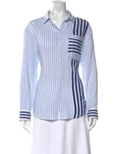 Pre-owned Lemlem Striped Long Sleeve Top In Blue/white