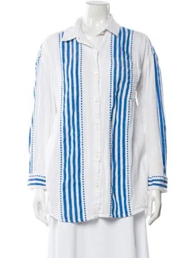 Pre-owned Lemlem Striped Long Sleeve Top In White